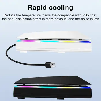 Ayarlanabilir Soğutucu Fan, Ayarlanabilir Rgb Led ışıklarına sahip Ps5 için taşınabilir düşük Gürültülü fanlarla Oyun deneyimini geliştirir