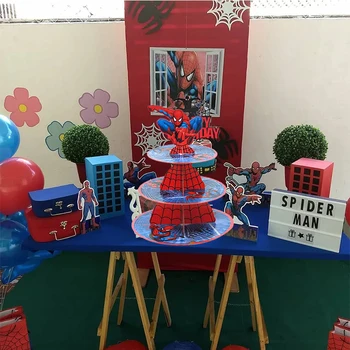 Örümcek Cupcake Standı Örümcek Parti Süslemeleri Malzemeleri Çocuklar için Doğum Günü Partisi 3 Katmanlı Karton
