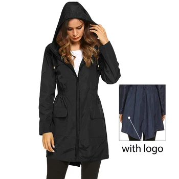 Lu Logo İle Sonbahar Kış Gevşek Kapşonlu Uzun Rahat Ceket Bayanlar Açık Dağcılık Rüzgar Geçirmez Üst Sokak Stili Moda Ceket