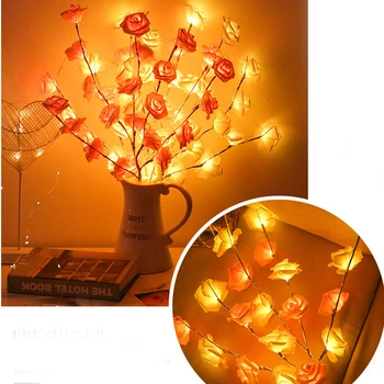70cm 20 Ampuller LED Söğüt Dalı Lambası kiraz çiçeği gül Pil Doğal Uzun Vazo Dolgu Söğüt Dal Işıklı Şube Ev Dekor