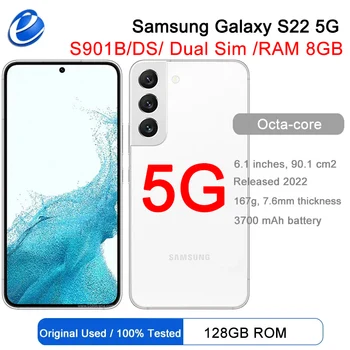 Orijinal Samsung Galaxy S22 5G Çift Sım S901B / DS 6.1 