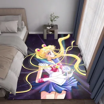 Sailor Moon Kawaii Karikatür Animasyon Halı Kristal Kadife Oturma Odası Yatak Odası Dekorasyon Mutfak Tuvalet paspas Başucu Battaniye