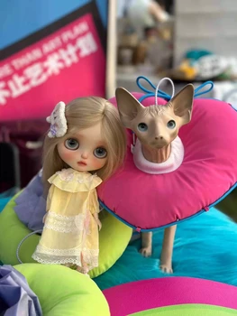 Çift oyuncak bebek giysileri Elbise Sarı etek Blythe için ob24 ob22 Bjd Bebek