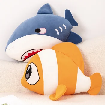40 CM Karikatür Deniz Hayvanları peluş oyuncaklar Stuffend Yumuşak Okyanus Sevimli Balina Balık Köpekbalığı Peluş Bebek uyku yastığı Çocuk Erkek Hediyeler