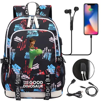 Disney Iyi Dinozor USB Şarj Sırt Çantaları Genç Laptop Sırt Çantası Erkek Kız Okul Çantaları Sırt Çantası Mochila Seyahat Çantası