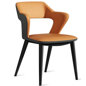 Demir bacak yemek sandalyesi Modern Demir bacak İskandinav tarzı yumuşak sandalye arkalığı ile ev mobilyası yemek sandalyesi
