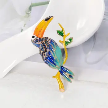 Kuş Broş Rhinestone Dekor Tüneyen Kuş Şekli Anti-pas Solmaz Yaka Kazak Çanta Şapka Dekorasyon Takı Elbise Pin