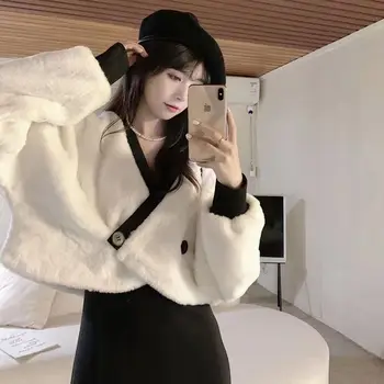 Sonbahar Kışlık Mont Kadın Rahat Sıcak Zarif Güzel Kore Moda Genç Tarzı Bayan V Yaka Yumuşak Tüm Maç İhale Basit Yeni Ceketler