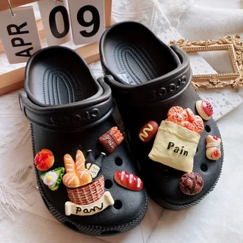 Sevimli Simülasyon Gıda Takılar Croc DIY Tüm Set Kaliteli Croc Aksesuarları Güzel Dondurma Ayakkabı Takılar Sandalet Tüm maç