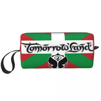 Bask Ülkesi Bayrağı Tomorrowlands makyaj çantası Kadın Makyaj kozmetik düzenleyici Bayan Güzellik Saklama Torbaları Dopp Kiti Kutusu Kasa