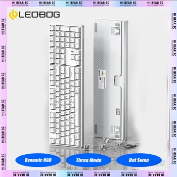 LEOBOG K108 Kablosuz Mekanik Klavye 108 Tuşları Dinamik RGB Üç Modlu Çalışırken Değiştirilebilir Oyun Klavyesi Pc Oyun Aksesuarları Mac Hediyeler
