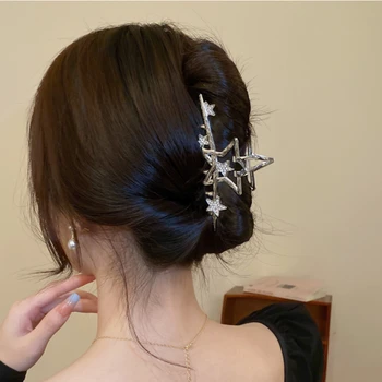 Minimalist Parlak Rhinestone Yıldız Pentagram Saç Pençe saç aksesuarları Kadınlar için Mizaç Kore saç tokası Şapkalar Hediye