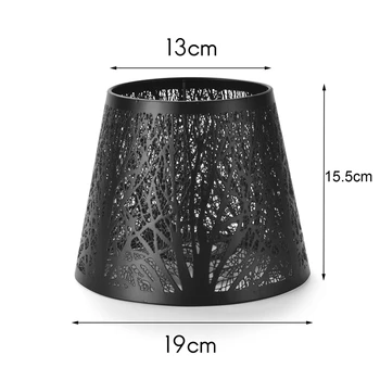 2X Küçük Lamba Gölge Klip Ampul, Varil Metal Abajur Desenli Ağaçlar Masa Avize Duvar Lambası Siyah