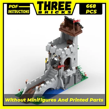Teknik Moc Tuğla Kale Ortaçağ Kulesi Kale Modüler Yapı Taşları Hediyeler Oyuncaklar Çocuklar İçin DIY Setleri Montaj Modeli