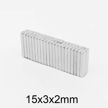20 adet 15x3x2 Blok Süper Güçlü Manyetik Mıknatıslar 15mm * 3mm * 2mm Kalıcı Neodimyum Mıknatıs 15x3x2mm N35 15 * 3 * 2mm