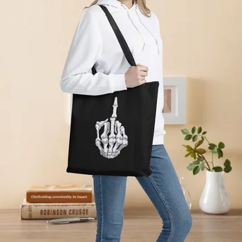 Orta Parmak İskelet Siyah alışveriş çantası Katlanabilir Kullanımlık Çevre Dostu Yıkanabilir Anne Süpermarket Çanta Kadın Seyahat Tote