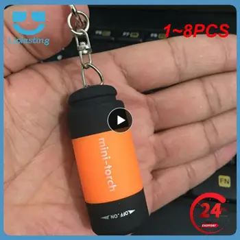 1~8 ADET Cep LED el feneri USB Şarj Edilebilir Mini Anahtarlık Kamp Parlak El Feneri Taşınabilir Su Geçirmez Büyük Kapasiteli