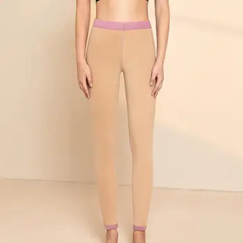 Sonbahar Kış Kadın Yüksek Bel Tayt Düz Renk Peluş Astar Kalınlaşmış Sıska Dip Pantolon Slim Fit Sıcak Tayt