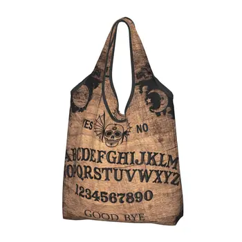 Klasik Ouija Kurulu Bakkaliye Tote Alışveriş Çantası Kadın Sevimli Gotik Cadı Ölüm Shopper Omuz Çantaları Büyük Kapasiteli Çanta