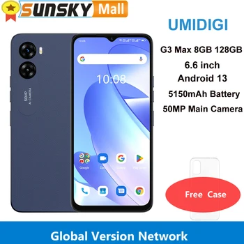 UMIDIGI G3 Max 50MP Kamera 8GB 128GB 5150mAh Pil Yüz KİMLİĞİ 6.6 inç Android 13 Unısoc T606 Octa Çekirdek Ağ 4G