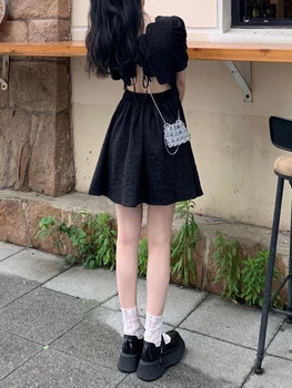 Vintage Tasarım Siyah Mini Elbise Kadınlar Gotik Seksi Backless Kısa Elbiseler 2022 Yaz Kore modası kadın giyim