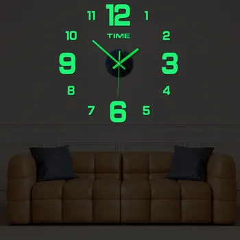 2023 Modern Tasarım Büyük duvar saati 3D DİY Kuvars saatler Moda Saatler Akrilik ayna çıkartmaları Oturma Odası Ev Dekor Horloge