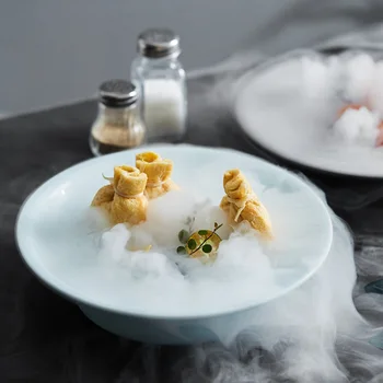 Kuru Buz Japon Plaka Komple Sofra Yuvarlak beyaz Ve Siyah seramik tabaklar Yemek yemek tabakları Seti Gıda İçin