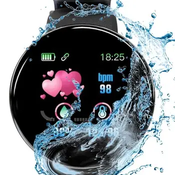 Moda Elektron Saat Kan Basıncı nabız monitörü Yuvarlak Su Geçirmez akıllı saat akıllı bilezik 1.44 İnç Spor İzci