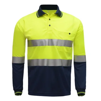 Yaz Kuru Fit Yüksek Görünür İş Giysisi Renk Bloğu Güvenlik Uzun Kollu Sarı Gömlek Yansıtıcı İş Gömleği Giyim