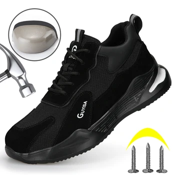 Nefes Güvenlik ayakkabıları Erkek Kadın Sneakers Anti-smash Anti-delinme Çelik Ayak iş çizmeleri Hafif Güvenlik Koruyucu Ayakkabı