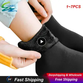 1 ~ 7 ADET Kar Botları Kat Çorap Kadife Kadın Kış Sıcak Kalınlaşmak Termal Çorap Yumuşak Rahat Düz Renk Çorap Yün Kaşmir Ev