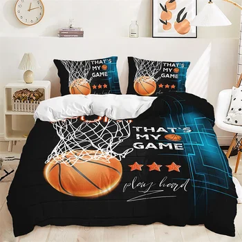 Ev Tekstili Lüks 3D Basketbol Baskı 2/3 Adet Çocuk Yetişkin Nevresim Yastık Kılıfı nevresim takımı Tek Kraliçe ve Kral AU / AB / ABD Boyutu
