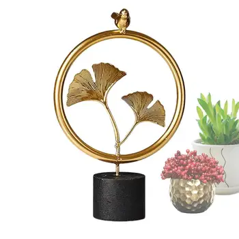 Metal Altın Ginkgo Yaprağı El Sanatları Altın Yapraklar Figürler Demir El Sanatları Süsler Ofis Masaüstü Ev Dekorasyon Aksesuarları