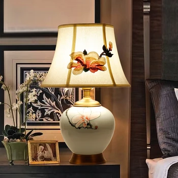 RONİN Seramik masa lambaları masa lambaları Lüks Modern Bakır Kumaş Fuaye Oturma Odası Ofis Yaratıcı Yatak Odası Otel