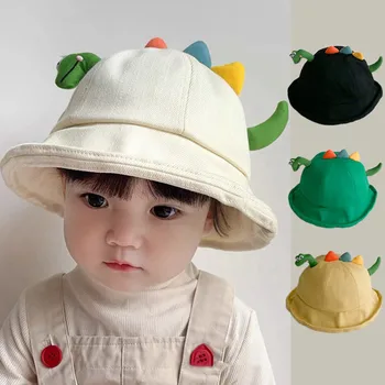 Sevimli kore çizgi film 3D Dinozor Bebek Kova Şapka Çocuk Açık güneş şapkaları Erkek Kız Kapaklar çocuk şapkaları Kapaklar 1-4years Eski