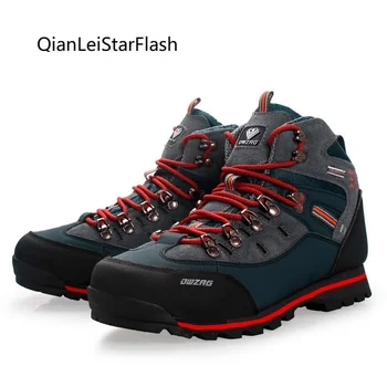 Erkekler Dağ yürüyüş ayakkabıları Su Geçirmez İnek Deri Tırmanma Balıkçılık Trail Ayakkabı Açık Yüksek Top Avcılık Botları Trekking Sneakers