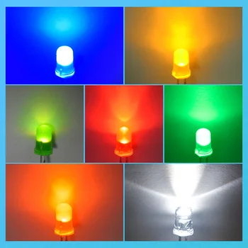 100 adet 5mm LED diyot F5 Çeşitli kiti beyaz yeşil kırmızı Mavi sarı Turuncu Pembe Mor sıcak beyaz DIY ışık yayan diyot