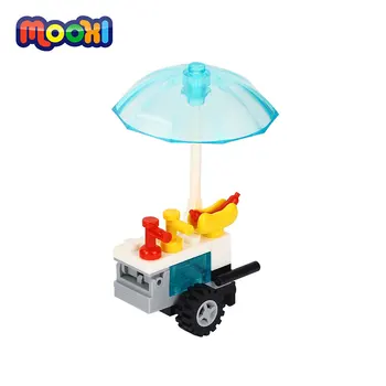 MOOXI Şehir Sokak Görünümü Hot Dog Sepeti Yapı Taşları DIY Uyumlu Tuğla Yaratıcı eğitici oyuncak Çocuk Hediye İçin MOC0096