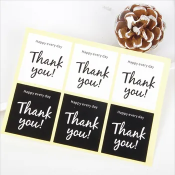 60 Adet/grup Bireysellik teşekkür ederim sızdırmazlık sticker Siyah beyaz ay kek yumurta sarısı ambalaj kutusu dekoratif sticker