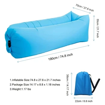 Açık tembel şişme sofa Su Plaj hava yatağı Kanepe Taşınabilir Piknik Ultralight Aşağı Uyku Tulumu Hızlı Şişme şişme sofa yatak