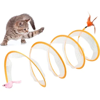 Katlanmış kedi tüneli S Tipi Kedi Tüneli Bahar Oyuncak Fare Tüneli Topları ve Kırışık Kedi Açık Kedi Oyuncaklar Yavru İnteraktif