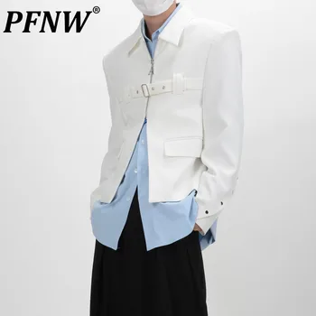 PFNW Deconstructed Turn Down Yaka Metal Niş Tasarım Ceketler Fermuarlı erkek Sonbahar Yeni Gelgit Blazers Yüksek Anlamda Takım Elbise 12Z4470