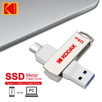 100 % Orijinal KODAK 1TB Taşınabilir SSD Tip-C 3.2 Flash Sürücü 128GB 256GB 512GB Metal Bellek Sopa Masaüstü Laptop için PS4 PS5