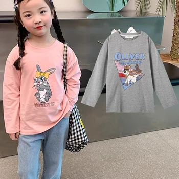 Bebek Kız uzun Kollu Tişört Yürüyor Çocuk Karikatür Baskılı En Tees 2023 İlkbahar Sonbahar çocuk Pamuklu giysiler Rahat