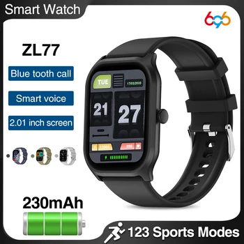 Akıllı saatler Erkekler Kadınlar 2.01 inç HD Ekran bluetooth Çağrı AI Ses Sağlık Monitör Spor Smartwatch 100+ Aramalar IOS Android için