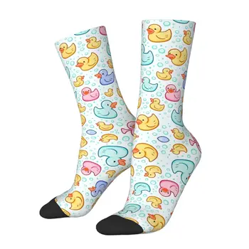 Komik erkek çorap renkli Retro lastik ördek sokak stili rahat mürettebat çorap hediye desen baskılı