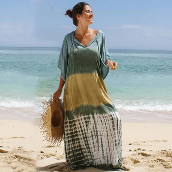 WeHello-Seksi Plaj Örtüsü Batik Desen, Baskılı Pamuk, Tatil Elbise, Bikini Güneş Koruyucu Gömlek, Yeni, Yaz