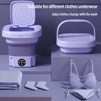 Taşınabilir Katlanır Çamaşır Makinesi Mini İç Çamaşırı Kurutma Makinesi Tam Otomatik İç Çamaşırı Çamaşır Makinesi 220v 8L Santrifüj