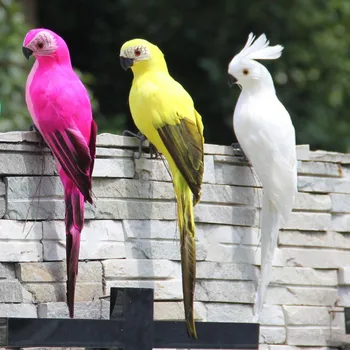 25 cm Simülasyon El Yapımı Papağan Yaratıcı Tüy Çim Heykelcik Süs Hayvan Kuş Bahçe Açık Prop Dekorasyon Malzemeleri Yeni