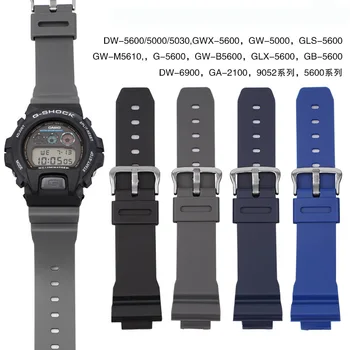 Kauçuk Kayış Casio G-SHOCK DW-5600 DW-6900 Paslanmaz Çelik Toka 16mm Erkek Spor Su Geçirmez TPU Değiştirin Bilezik saat kayışı